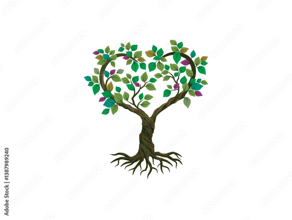 Obraz premium tree heart ornaments, beautiful tree logo 