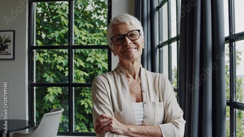 The Elderly Woman Smiling