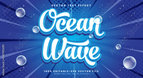 Ocean Wave 3d editable text effect Template suitable for nature theme