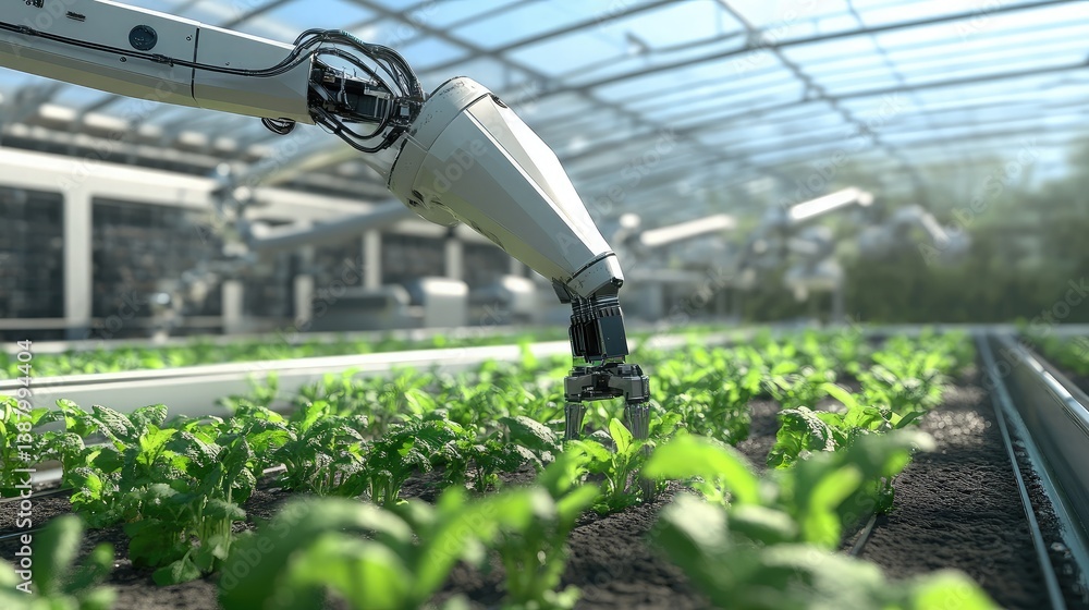 A futuristic AI-controlled warehouse managing agricultural produce storage. A futuristic AI-controlled warehouse managing agricultural produce storage.