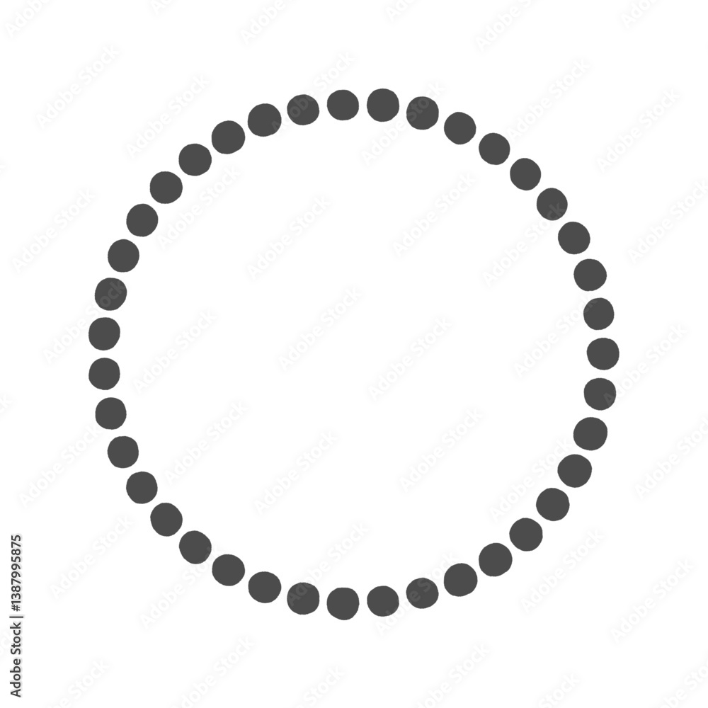 Obraz premium 手描きのシンプルでかわいい黒い丸で作ったリングのイラスト - コピースペースのある装飾素材