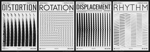 Image of many rectangular flat shapes with transition effect. Dynamic gradient pattern. Black and white cover design template. Vector for presentation, banner, flyer or brochure.