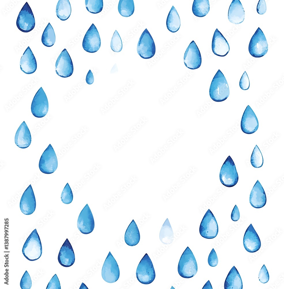 Rain and water drops frame in a white background Rain and water drops frame in a white background