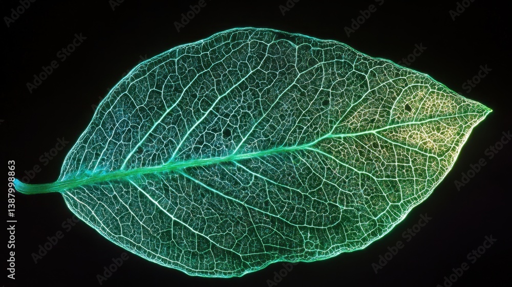 Hoja iluminada, venas de hoja, fotografía de naturaleza, detalle de hoja