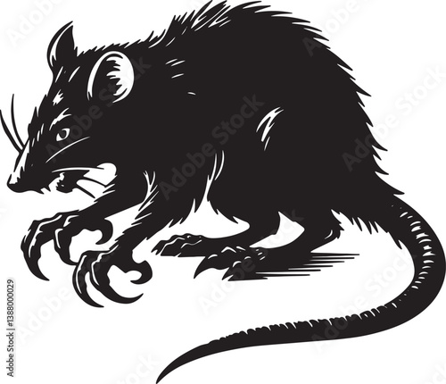 Vector silhouette of an evil rat: AI art in Adobe Illustrator