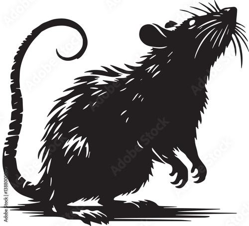 Vector silhouette of an evil rat: AI art in Adobe Illustrator