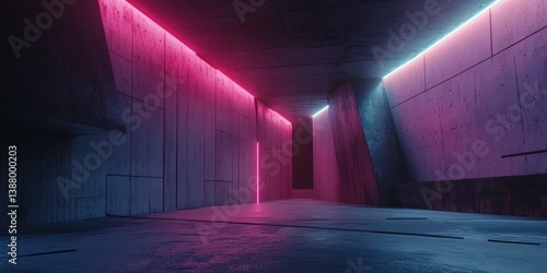 Obraz na płótnie Espacio arquitectónico futurista con luces de neón w salonie