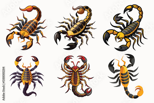 Scorpion in a stance ready to attack with its sting vector illustration isolated on white background.