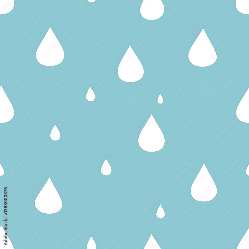 Raindrop seamless pattern, light blue background, white drops Raindrop seamless pattern, light blue background, white drops