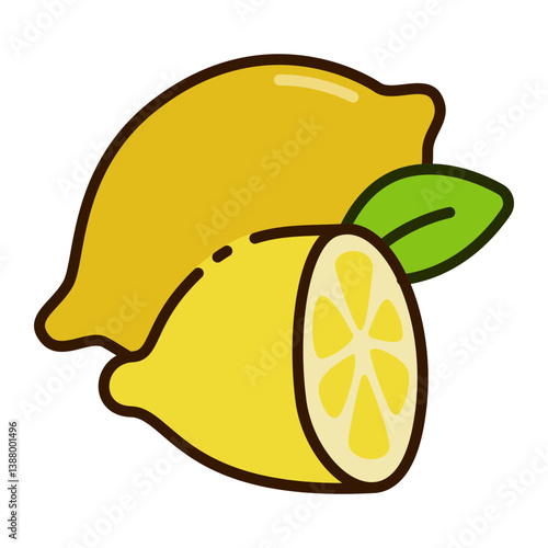 Color icon of zesty lemon fruit in simple and modern flat design style. for mobile apps, UI, web design, print, logo, infographic, and ads