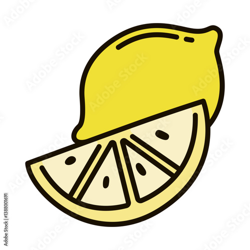 Color icon of juicy lemon fruit in fun and modern graphic style. for infographics, logo, print, mobile apps, web, UI, and digital ads