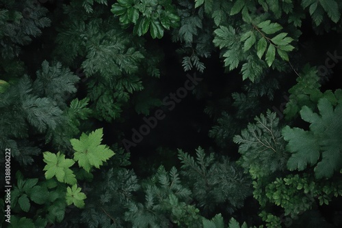 Lush green foliage surrounds a dark center