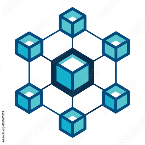 Abstract blue 3D cubes form a seamless geometric pattern with a vector design