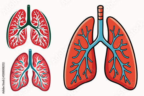 Set of human lungs vector illustration isolated on white background.