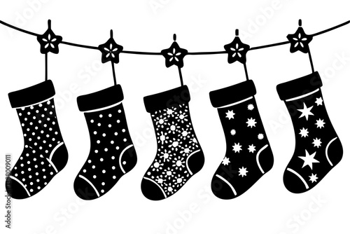 christmas socks hanging on a clothesline