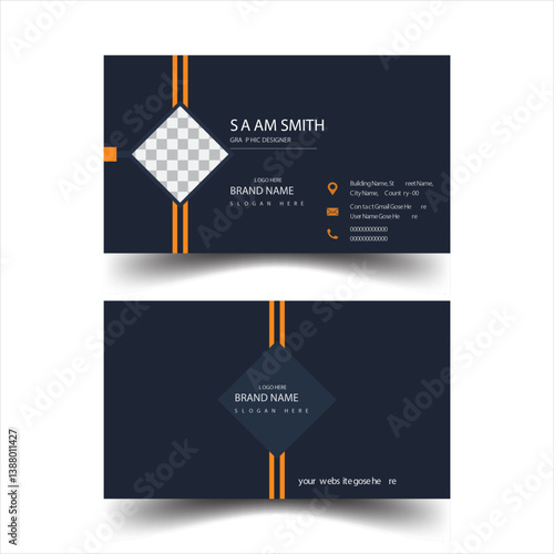 Business card design creative and simple with photo. Name card template modern colorful.