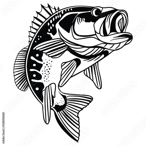 big boss fishing vector hand draw