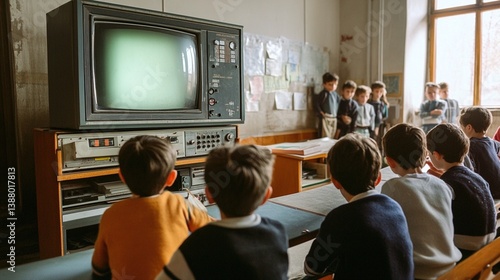 Vintage TV watching children