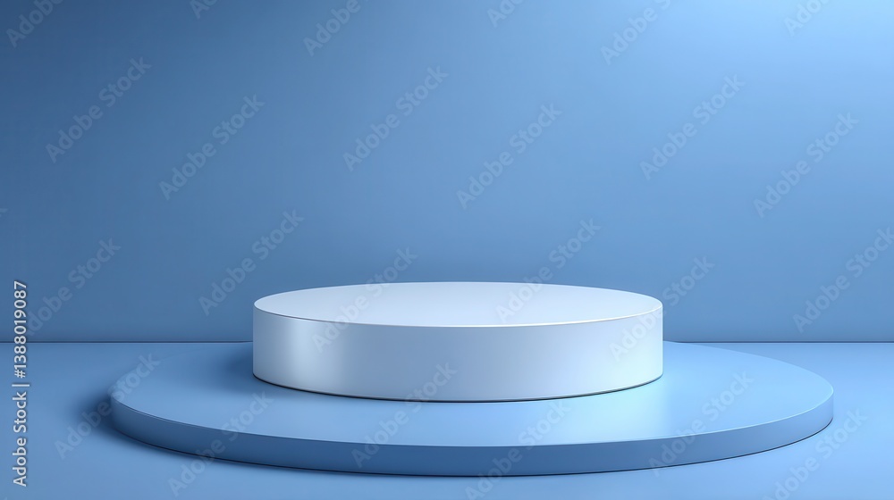 Blank product display on blue studio background with pedestal or podium. Empty showcase stand backdrops. 3D rendering. Blank product display on blue studio background with pedestal or podium. Empty showcase stand backdrops. 3D rendering.