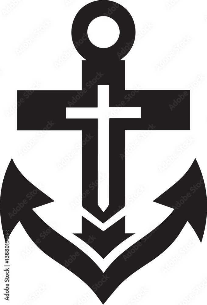 Obraz premium cross and anchor black color vector