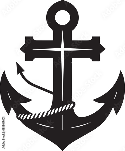 cross and anchor black color vector