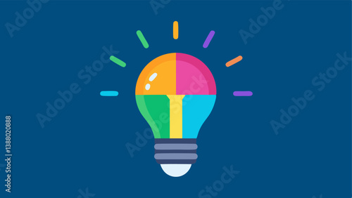 Light Bulb with Multiple Colors A light bulb that is glowing in various colors depicting innovative thinking and the brightness that comes from adaptable ideas.