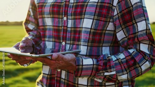 The Man with Tablet Outdoors