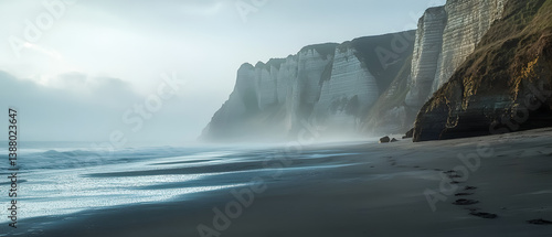 Serene Coastal Landscape with Cliffs and Gentle Ocean Waves