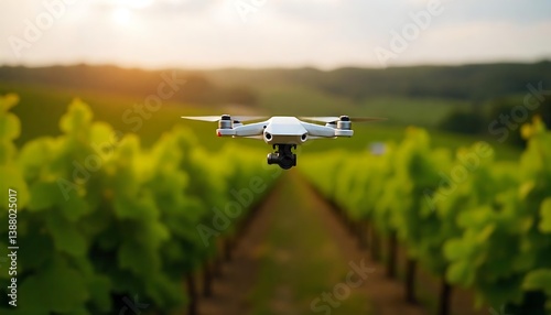 Wallpaper Mural A drone flying over a vineyard, smart tech used for monitoring the fields in agriculture, and automation and innovation through artificial intelligence created with generative ai Torontodigital.ca