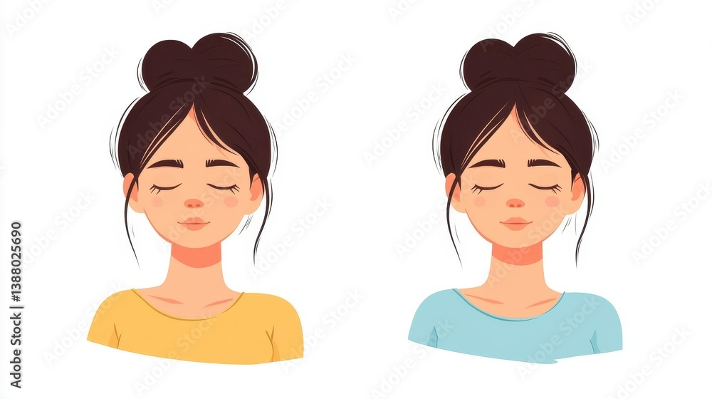 Diverse Portraits of Young Woman with Closed Eyes Diverse Portraits of Young Woman with Closed Eyes