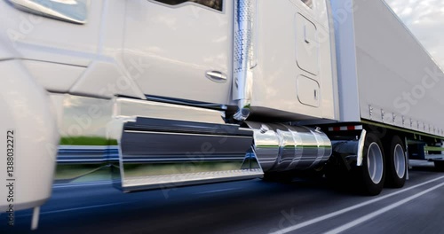 Semi truck driving on rural road