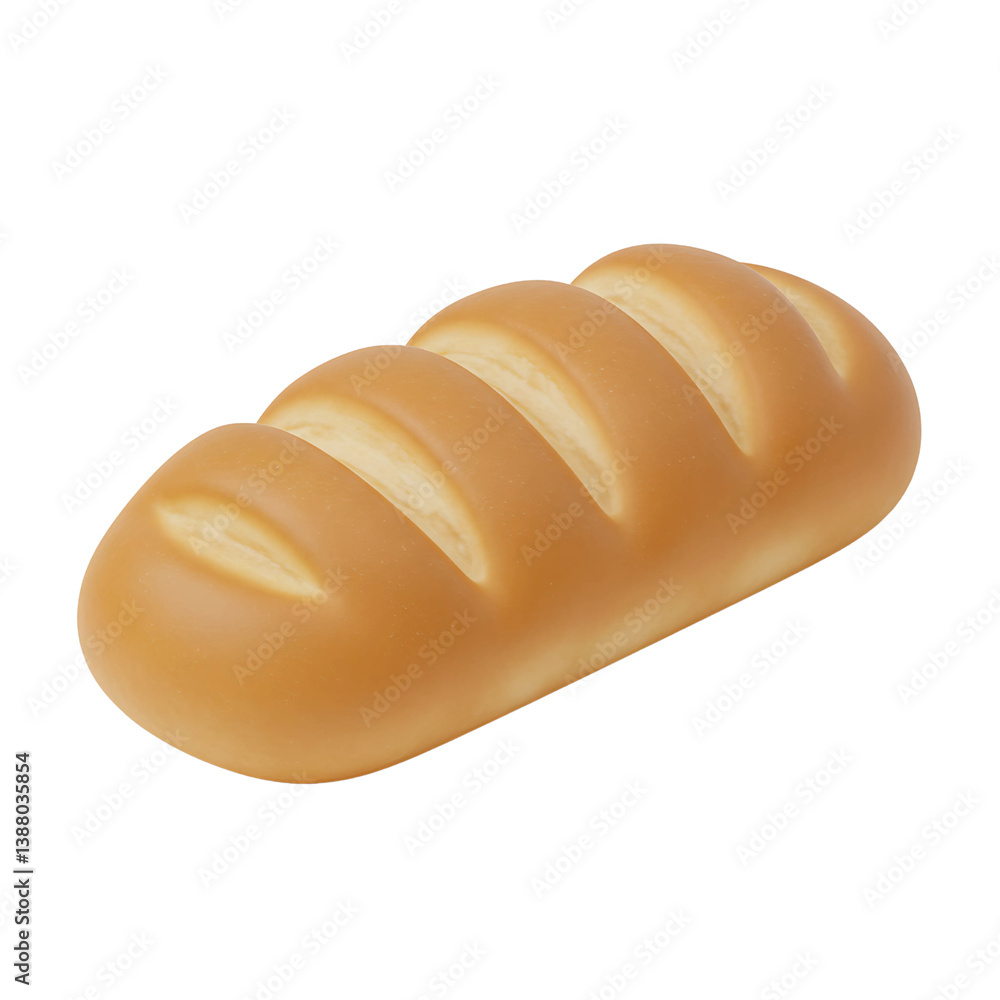 Loaf of Bread: 3D Rendering icon isolated on white background Loaf of Bread: 3D Rendering icon isolated on white background