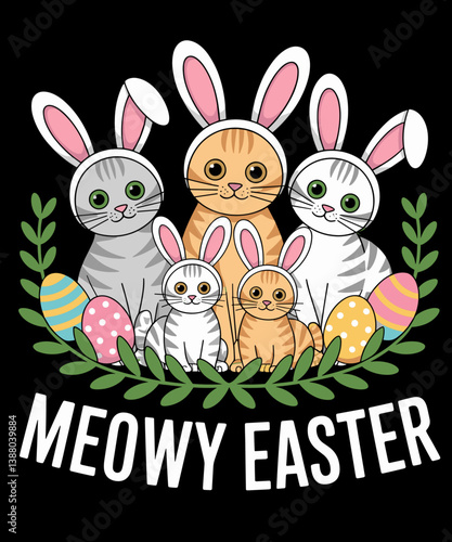 Meowy Easter Funny Cat Lover Funny Easter