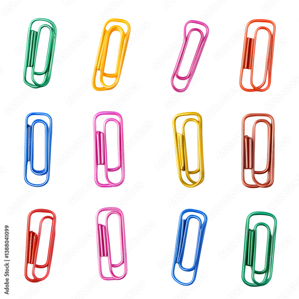 Multicolored paper clips collection isolated on white background Multicolored paper clips collection isolated on white background