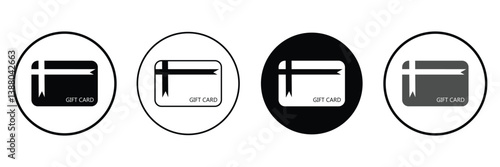 Gift card vector icon set. Loyalty bonus reward voucher symbol. Cash back gift card sign in black and white color. Vector Illustration  .EPS 10 .