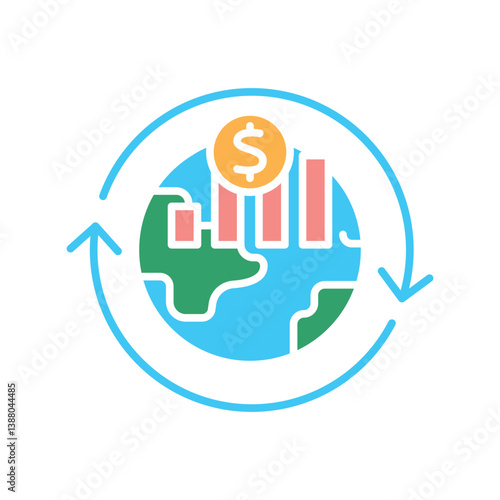 economic cycles color flat icon for digital and print projects.