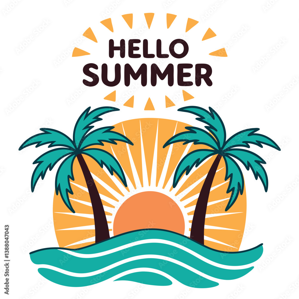 Fototapeta premium Summer vibes vector illustration. 