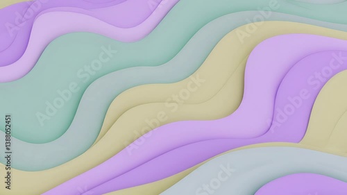 Abstract Flowing Wave Background with Soft Gradient Curves. Elegant abstract wave texture with smooth flowing lines and soft color gradients, ideal for modern designs and backgrounds. 4K Looped

