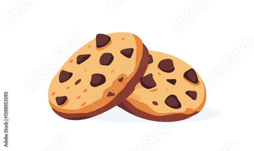 Minimalist Chocolate Chip Cookies Vector Illustration for Food Design Projects