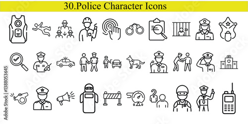  Police Character Icons bundle design.