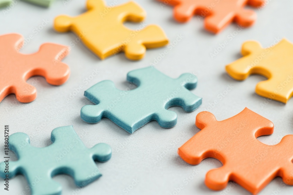close-up of colorful puzzle pieces scattered copy space close-up of colorful puzzle pieces scattered copy space