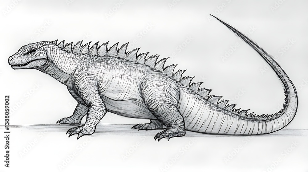 Fototapeta premium Pencil Sketch of a Lizard.