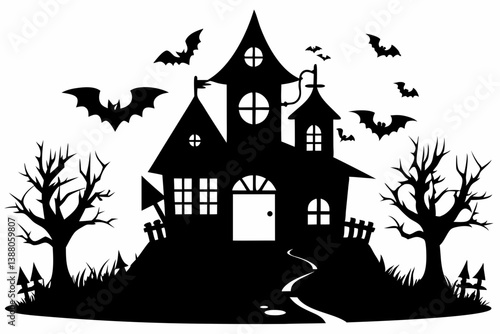halloween home silhouette black vector