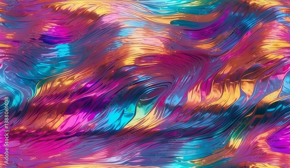 Obraz premium Holographic iridescent color gradient background. Abstract blurred foil texture with multiple rainbow colors. 