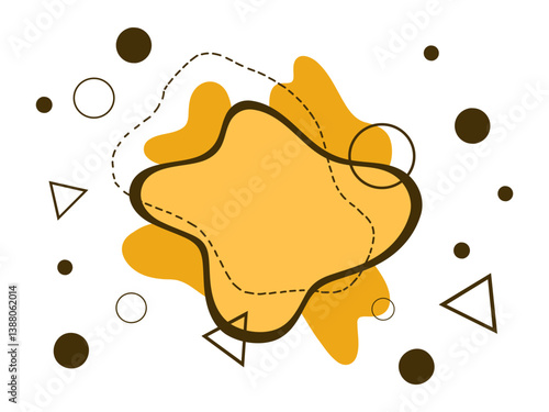 Geometric shapes stickers, colored objects with space for text