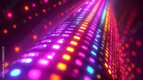 Wallpaper Mural Vibrant lights dance in mesmerizing patterns along a sleek cylindrical surface at night Torontodigital.ca