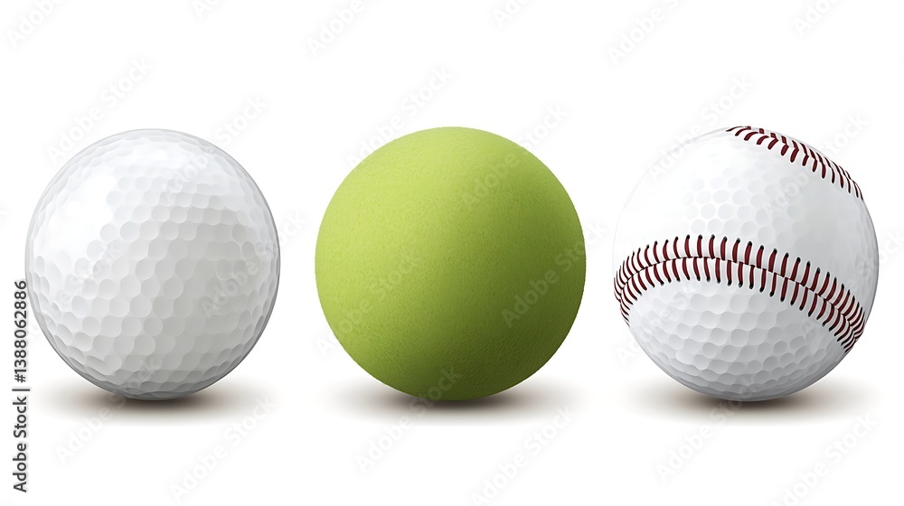 Golf with tennis, and baseball balls.