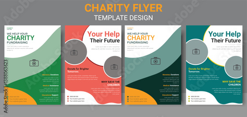 Premium Charity Flyer Template. Children's Education Fund Flyer. Minimalist Charity Flyer - Clean Vector Design for NGO. Social activity and charity flyer, social media, and story bundle set. 