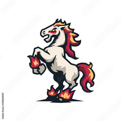 Dynamic esports vector logo with a nightmare steed featuring flames and fierce expression showcased in a bold design
