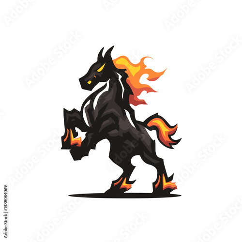 Dynamic esports vector logo featuring a nightmare steed with flaming mane and tail in an intense design